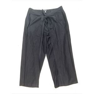EILEEN FISHER Black Jersey Wrap Front Pant Gaucho Wide‎ Leg Crop Stretch Size L